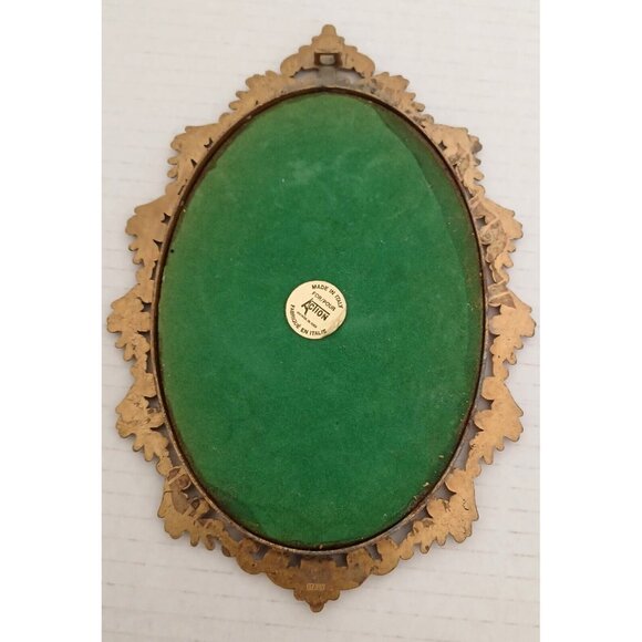 Vintage Made in Italy Flower Bouquet in Ornated Frame Back Velvet Covered Decor - Picture 2 of 5